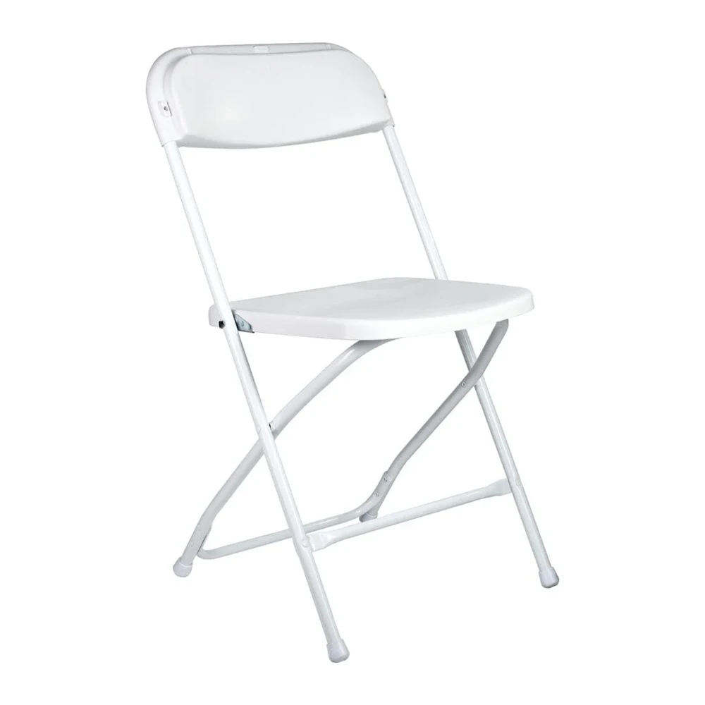 White folding chair — steel-poly