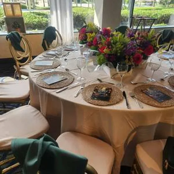 Champagne gold banquet setup