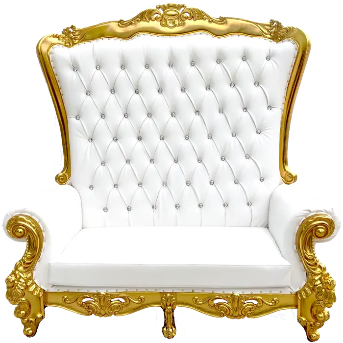 Gold and white double throne loveseat